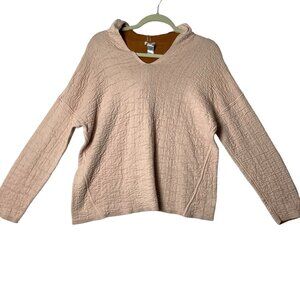 J.Jill Reversible Textured Terracotta‎ Cameorstof Hoodie Sweater Women Medium